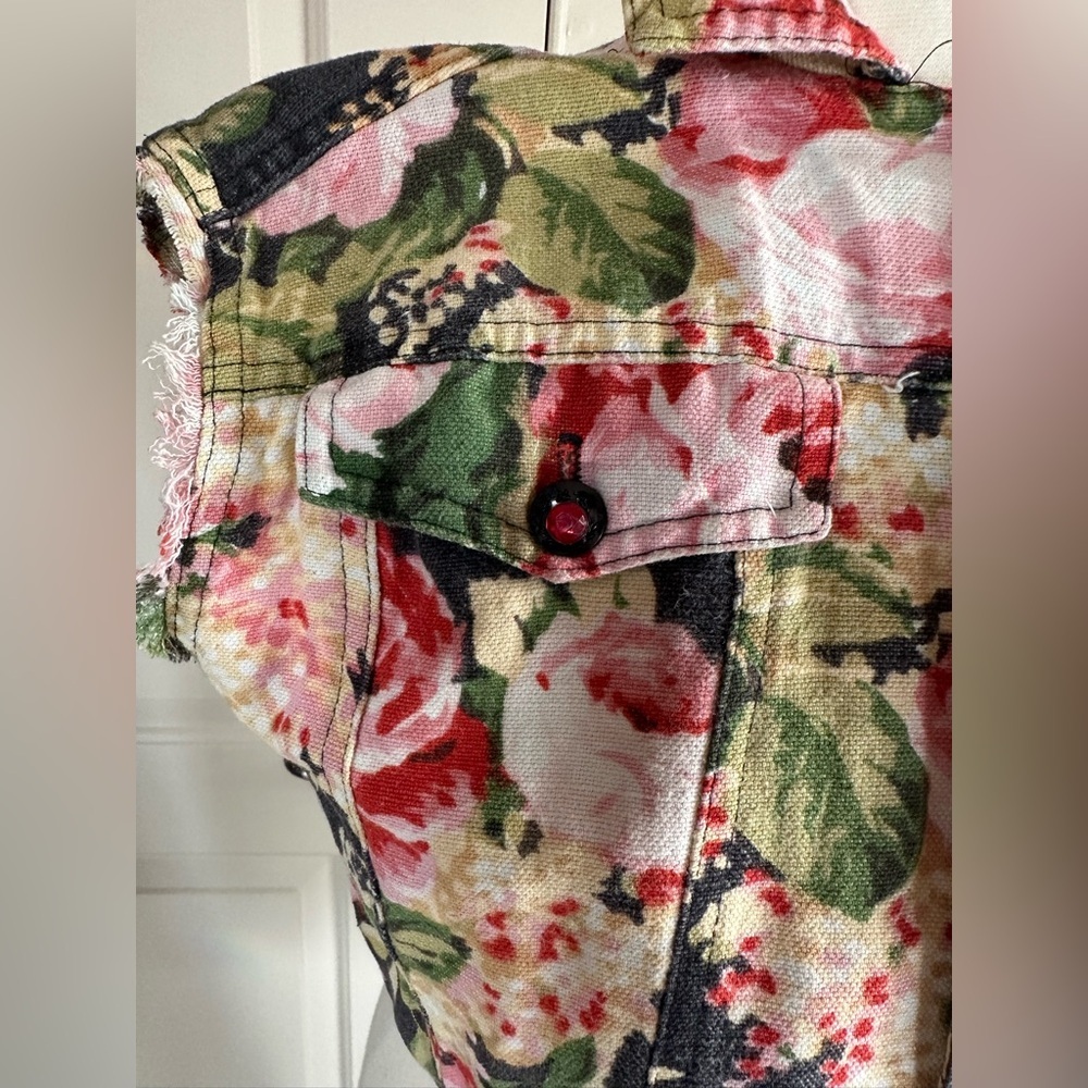 Handcrafted Upcycled Floral Boho Vest | Romantic Cottagecore Statement | Small - Picture 5 of 9